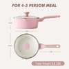 image:imageSENSARTE Ceramic Nonstick Saucepan with Lid 15 Quarts Small Kitchen Cooking Pot with Stay Cool Handle Induction Compatible Ceramic Coating Free of Intentionally Added PTFEPFOAPFAS GreenSakura Pink