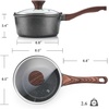 image:imageSENSARTE Ceramic Nonstick Saucepan with Lid 15 Quarts Small Kitchen Cooking Pot with Stay Cool Handle Induction Compatible Ceramic Coating Free of Intentionally Added PTFEPFOAPFAS GreenGray Granite