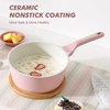 image:imageSENSARTE Ceramic Nonstick Saucepan with Lid 15 Quarts Small Kitchen Cooking Pot with Stay Cool Handle Induction Compatible Ceramic Coating Free of Intentionally Added PTFEPFOAPFAS GreenSakura Pink