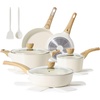 image:imageSENSARTE Ceramic Cookware Sets Pots and Pans Set Non stick 14 Piece Induction Cookware Non toxic Healthy Non Stick Kitchen Cooking Set with Frying Pans Set PFAS PTFE PFOA PFOS FreeCeramic White