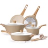 image:imageSENSARTE Ceramic Cookware Sets Pots and Pans Set Non stick 14 Piece Induction Cookware Non toxic Healthy Non Stick Kitchen Cooking Set with Frying Pans Set PFAS PTFE PFOA PFOS FreeTaupe