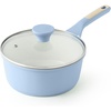 image:imageSENSARTE Ceramic Nonstick Saucepan with Lid 15 Quarts Small Kitchen Cooking Pot with Stay Cool Handle Induction Compatible Ceramic Coating Free of Intentionally Added PTFEPFOAPFAS GreenGlacier Blue