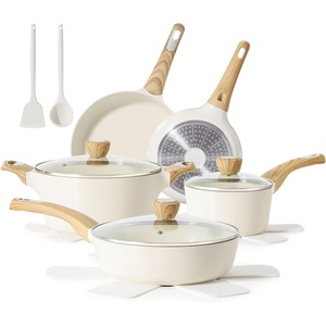 image:imageSENSARTE Ceramic Cookware Sets Pots and Pans Set Non stick 14 Piece Induction Cookware Non toxic Healthy Non Stick Kitchen Cooking Set with Frying Pans Set PFAS PTFE PFOA PFOS FreeCeramic White