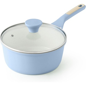 image:imageSENSARTE Ceramic Nonstick Saucepan with Lid 15 Quarts Small Kitchen Cooking Pot with Stay Cool Handle Induction Compatible Ceramic Coating Free of Intentionally Added PTFEPFOAPFAS GreenGlacier Blue