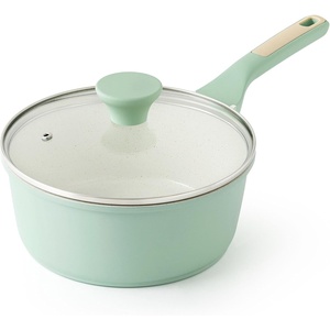 image:imageSENSARTE Ceramic Nonstick Saucepan with Lid 15 Quarts Small Kitchen Cooking Pot with Stay Cool Handle Induction Compatible Ceramic Coating Free of Intentionally Added PTFEPFOAPFAS GreenMint Green