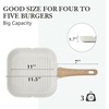 image:imageSENSARTE Nonstick Ceramic Grill Pan with Lid Versatile Square Grilling Pan with Pour Spouts Durable Grill Skillet for All StovesGasElectricInduction Non ToxicPTFEPFASPFOA Free 95 InchWhite Ceramic