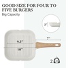 image:imageSENSARTE Nonstick Ceramic Grill Pan with Lid Versatile Square Grilling Pan with Pour Spouts Durable Grill Skillet for All StovesGasElectricInduction Non ToxicPTFEPFASPFOA Free 95 InchWhite Ceramic