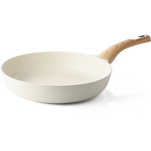 image:imageSENSARTE Nonstick Frying Pan Skillet Egg pan Omelette Pan Healthy Cookware Chefs Pan PFOA Free 95 Inch TaupeCeramic White