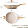 image:imageSENSARTE Ceramic Nonstick Frying Pan Skillet with Lid 12 Inch Large Deep Frying Pan 5 QT Saute Pan Induction Pan Healthy Non Toxic Cooking Pan with Helper Handle PFOA PFAS PTFE FreeCeramic Taupe