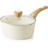 image:imageSENSARTE Ceramic Nonstick Sauce Pan with Lid 15 Quart Small Saucepan Cooking Pot with Stay Cool Handle Non toxic Kitchen Sauce Pot Non stick Saucier Pan Induction Pot PFOA PTFE PFAS PFOA FreeCeramic White