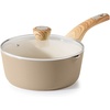 image:imageSENSARTE Ceramic Nonstick Sauce Pan with Lid 15 Quart Small Saucepan Cooking Pot with Stay Cool Handle Non toxic Kitchen Sauce Pot Non stick Saucier Pan Induction Pot PFOA PTFE PFAS PFOA FreeCeramic Taupe