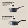 image:imageSENSARTE Ceramic Nonstick Sauce Pan with Lid 15 Quart Small Saucepan Cooking Pot with Stay Cool Handle Non toxic Kitchen Sauce Pot Non stick Saucier Pan Induction Pot PFOA PTFE PFAS PFOA FreeClassic Black