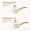 image:imageSENSARTE Ceramic Nonstick Sauce Pan with Lid 15 Quart Small Saucepan Cooking Pot with Stay Cool Handle Non toxic Kitchen Sauce Pot Non stick Saucier Pan Induction Pot PFOA PTFE PFAS PFOA FreeCeramic White