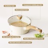 image:imageSENSARTE Ceramic Nonstick Sauce Pan with Lid 15 Quart Small Saucepan Cooking Pot with Stay Cool Handle Non toxic Kitchen Sauce Pot Non stick Saucier Pan Induction Pot PFOA PTFE PFAS PFOA FreeCeramic White