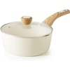 image:imageSENSARTE Ceramic Nonstick Sauce Pan with Lid 15 Quart Small Saucepan Cooking Pot with Stay Cool Handle Non toxic Kitchen Sauce Pot Non stick Saucier Pan Induction Pot PFOA PTFE PFAS PFOA FreeCeramic White