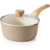 image:imageSENSARTE Ceramic Nonstick Sauce Pan with Lid 15 Quart Small Saucepan Cooking Pot with Stay Cool Handle Non toxic Kitchen Sauce Pot Non stick Saucier Pan Induction Pot PFOA PTFE PFAS PFOA FreeCeramic Taupe