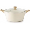 image:imageSENSARTE Ceramic Nonstick Stock Pot with Lid 4566 QT Soup Pot Set Casserole Pot Nontoxic Healthy Pasta Pot Large Cooking Pot Stew Pot Induction Compatible PFOA PFAS PTFE Free WhiteCeramic White