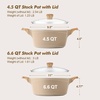 image:imageSENSARTE Ceramic Nonstick Stock Pot with Lid 4566 QT Soup Pot Set Casserole Pot Nontoxic Healthy Pasta Pot Large Cooking Pot Stew Pot Induction Compatible PFOA PFAS PTFE Free WhiteCeramic Taupe