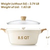 image:imageSENSARTE Ceramic Nonstick Stock Pot with Lid 4566 QT Soup Pot Set Casserole Pot Nontoxic Healthy Pasta Pot Large Cooking Pot Stew Pot Induction Compatible PFOA PFAS PTFE Free WhiteCeramic White