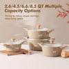 image:imageSENSARTE Ceramic Nonstick Stock Pot with Lid 4566 QT Soup Pot Set Casserole Pot Nontoxic Healthy Pasta Pot Large Cooking Pot Stew Pot Induction Compatible PFOA PFAS PTFE Free WhiteCeramic Taupe