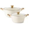 image:imageSENSARTE Ceramic Nonstick Stock Pot with Lid 4566 QT Soup Pot Set Casserole Pot Nontoxic Healthy Pasta Pot Large Cooking Pot Stew Pot Induction Compatible PFOA PFAS PTFE Free WhiteCeramic White