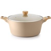 image:imageSENSARTE Ceramic Nonstick Stock Pot with Lid 4566 QT Soup Pot Set Casserole Pot Nontoxic Healthy Pasta Pot Large Cooking Pot Stew Pot Induction Compatible PFOA PFAS PTFE Free WhiteCeramic Taupe