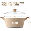 image:imageSENSARTE Ceramic Nonstick Stock Pot with Lid 4566 QT Soup Pot Set Casserole Pot Nontoxic Healthy Pasta Pot Large Cooking Pot Stew Pot Induction Compatible PFOA PFAS PTFE Free WhiteCeramic Taupe