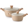 image:imageSENSARTE Ceramic Nonstick Stock Pot with Lid 4566 QT Soup Pot Set Casserole Pot Nontoxic Healthy Pasta Pot Large Cooking Pot Stew Pot Induction Compatible PFOA PFAS PTFE Free WhiteCeramic Taupe