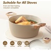 image:imageSENSARTE Ceramic Nonstick Stock Pot with Lid 4566 QT Soup Pot Set Casserole Pot Nontoxic Healthy Pasta Pot Large Cooking Pot Stew Pot Induction Compatible PFOA PFAS PTFE Free WhiteCeramic Taupe