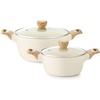 image:imageSENSARTE Ceramic Nonstick Stock Pot with Lid 4566 QT Soup Pot Set Casserole Pot Nontoxic Healthy Pasta Pot Large Cooking Pot Stew Pot Induction Compatible PFOA PFAS PTFE Free WhiteCeramic White