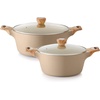 image:imageSENSARTE Ceramic Nonstick Stock Pot with Lid 4566 QT Soup Pot Set Casserole Pot Nontoxic Healthy Pasta Pot Large Cooking Pot Stew Pot Induction Compatible PFOA PFAS PTFE Free WhiteCeramic Taupe