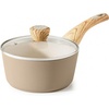 image:imageSENSARTE Ceramic Nonstick Sauce Pan with Lid 15 Quart Small Saucepan Cooking Pot with Stay Cool Handle Non toxic Kitchen Sauce Pot Non stick Saucier Pan Induction Pot PFOA PTFE PFAS PFOA FreeCeramic Taupe