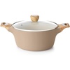 image:imageSENSARTE Ceramic Nonstick Stock Pot with Lid 4566 QT Soup Pot Set Casserole Pot Nontoxic Healthy Pasta Pot Large Cooking Pot Stew Pot Induction Compatible PFOA PFAS PTFE Free WhiteCeramic Taupe