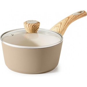 image:imageSENSARTE Ceramic Nonstick Sauce Pan with Lid 15 Quart Small Saucepan Cooking Pot with Stay Cool Handle Non toxic Kitchen Sauce Pot Non stick Saucier Pan Induction Pot PFOA PTFE PFAS PFOA FreeCeramic Taupe
