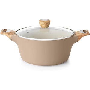 image:imageSENSARTE Ceramic Nonstick Stock Pot with Lid 4566 QT Soup Pot Set Casserole Pot Nontoxic Healthy Pasta Pot Large Cooking Pot Stew Pot Induction Compatible PFOA PFAS PTFE Free WhiteCeramic Taupe