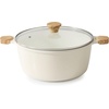 image:imageSENSARTE Ceramic Nonstick Stock Pot with Lid 45 Quart Induction Cooking Pot with Tempered Glass Lid Stew Pot for Soup and Oatmeal Pasta Casserole PFOA PFAS PTFE Free Creamy WhiteAntique White