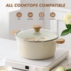 image:imageSENSARTE Ceramic Nonstick Stock Pot with Lid 45 Quart Induction Cooking Pot with Tempered Glass Lid Stew Pot for Soup and Oatmeal Pasta Casserole PFOA PFAS PTFE Free Creamy WhiteAntique White