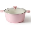 image:imageSENSARTE Ceramic Nonstick Stock Pot with Lid 45 Quart Induction Cooking Pot with Tempered Glass Lid Stew Pot for Soup and Oatmeal Pasta Casserole PFOA PFAS PTFE Free Creamy WhiteSakura Pink