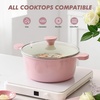image:imageSENSARTE Ceramic Nonstick Stock Pot with Lid 45 Quart Induction Cooking Pot with Tempered Glass Lid Stew Pot for Soup and Oatmeal Pasta Casserole PFOA PFAS PTFE Free Creamy WhiteSakura Pink