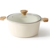image:imageSENSARTE Ceramic Nonstick Stock Pot with Lid 45 Quart Induction Cooking Pot with Tempered Glass Lid Stew Pot for Soup and Oatmeal Pasta Casserole PFOA PFAS PTFE Free Creamy WhiteAntique White