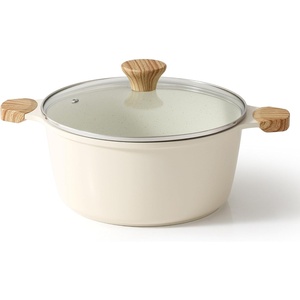 image:imageSENSARTE Ceramic Nonstick Stock Pot with Lid 45 Quart Induction Cooking Pot with Tempered Glass Lid Stew Pot for Soup and Oatmeal Pasta Casserole PFOA PFAS PTFE Free Creamy WhiteAntique White