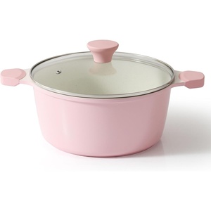 image:imageSENSARTE Ceramic Nonstick Stock Pot with Lid 45 Quart Induction Cooking Pot with Tempered Glass Lid Stew Pot for Soup and Oatmeal Pasta Casserole PFOA PFAS PTFE Free Creamy WhiteSakura Pink