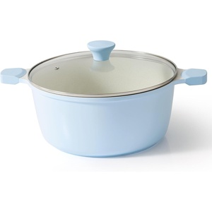 image:imageSENSARTE Ceramic Nonstick Stock Pot with Lid 45 Quart Induction Cooking Pot with Tempered Glass Lid Stew Pot for Soup and Oatmeal Pasta Casserole PFOA PFAS PTFE Free Creamy WhiteGlacer Blue