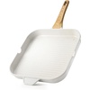 image:imageSENSARTE Nonstick Grill Pan with Lid Grill Pan for Stove Tops Versatile Griddle with Pour Spouts Square Big Cooking Surface Durable Skillet Indoor amp Outdoor Grilling PFOA Free 95 InchWhite Ceramic