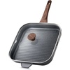 image:imageSENSARTE Nonstick Grill Pan with Lid Grill Pan for Stove Tops Versatile Griddle with Pour Spouts Square Big Cooking Surface Durable Skillet Indoor amp Outdoor Grilling PFOA Free 95 InchGray Granite