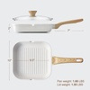 image:imageSENSARTE Nonstick Grill Pan with Lid Grill Pan for Stove Tops Versatile Griddle with Pour Spouts Square Big Cooking Surface Durable Skillet Indoor amp Outdoor Grilling PFOA Free 95 InchWhite Ceramic