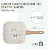 image:imageSENSARTE Nonstick Grill Pan with Lid Grill Pan for Stove Tops Versatile Griddle with Pour Spouts Square Big Cooking Surface Durable Skillet Indoor amp Outdoor Grilling PFOA Free 95 InchWhite Ceramic