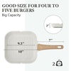 image:imageSENSARTE Nonstick Grill Pan with Lid Grill Pan for Stove Tops Versatile Griddle with Pour Spouts Square Big Cooking Surface Durable Skillet Indoor amp Outdoor Grilling PFOA Free 95 InchWhite Ceramic