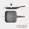 image:imageSENSARTE Nonstick Grill Pan with Lid Grill Pan for Stove Tops Versatile Griddle with Pour Spouts Square Big Cooking Surface Durable Skillet Indoor amp Outdoor Grilling PFOA Free 95 InchGray Granite