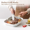 image:imageSENSARTE Nonstick Grill Pan with Lid Grill Pan for Stove Tops Versatile Griddle with Pour Spouts Square Big Cooking Surface Durable Skillet Indoor amp Outdoor Grilling PFOA Free 95 InchWhite Ceramic
